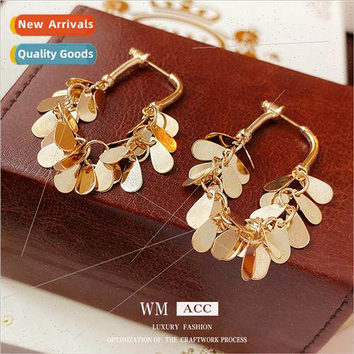 lver needle sequins drop earrings Electroplate Korea tassel