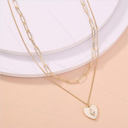 Europe niche minimalist lattice chain double layered necklac