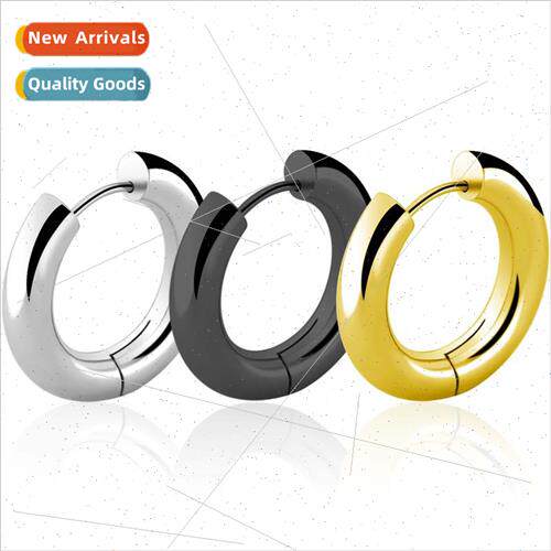 creative earrings stainless steel circle earrings simple tan