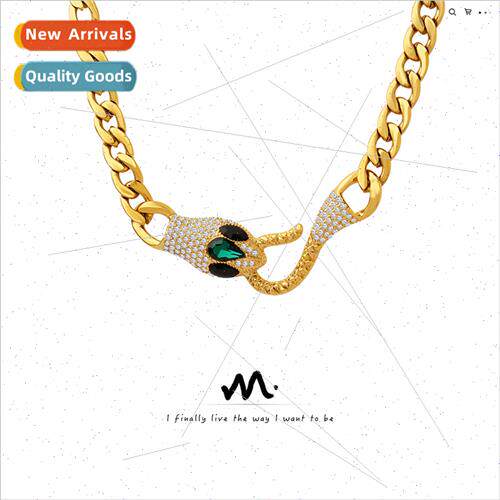 Europe Colorless High Set Rock Hip Hop Inlaid Zirconia Snake