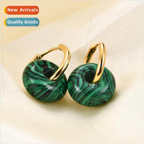 Europe 18mm tanium steel black onyx tiger eye stone earrings