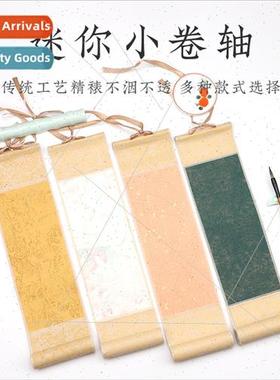 Mini Small Scroll Vintage Batik Hanging Painting Half-fe Bla