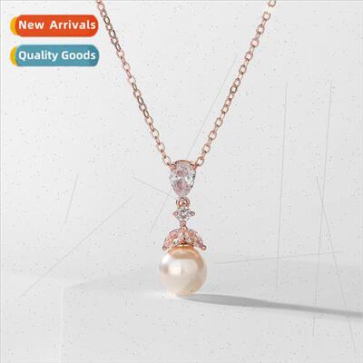 whe gold wh zirconia necklace women gold plated simple pearl