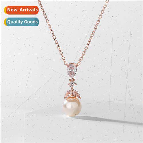 whe gold wh zirconia necklace women gold plated simple pearl
