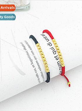 Gold Beads Bracelet Rope Red HRope Forwarding Beads Red Rope
