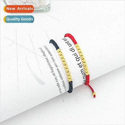 Gold Beads Bracelet Rope Red HRope Forwarding Beads Red Rope