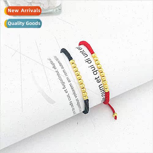 Gold Beads Bracelet Rope Red HRope Forwarding Beads Red Rope