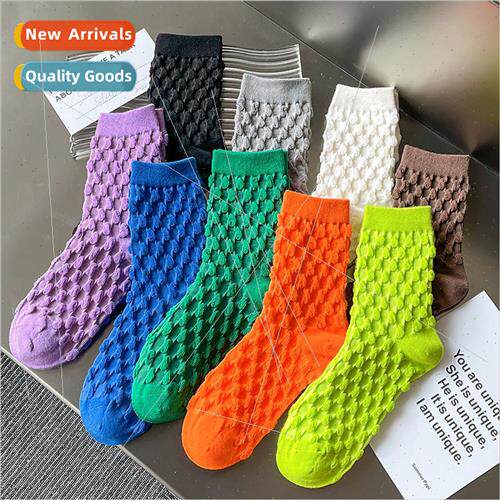 Socks womens fall and winter colorful mid-calf socks candy c