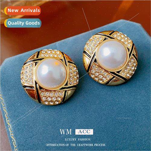 Earrings silver pin wh diamonds round pearl earrings French