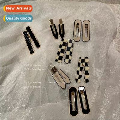 ins wave checkerboard checkerboard hair clip duckbill side c