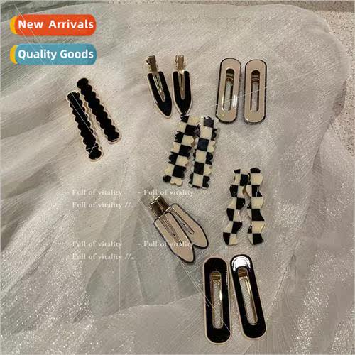ins wave checkerboard checkerboard hair clip duckbill side c