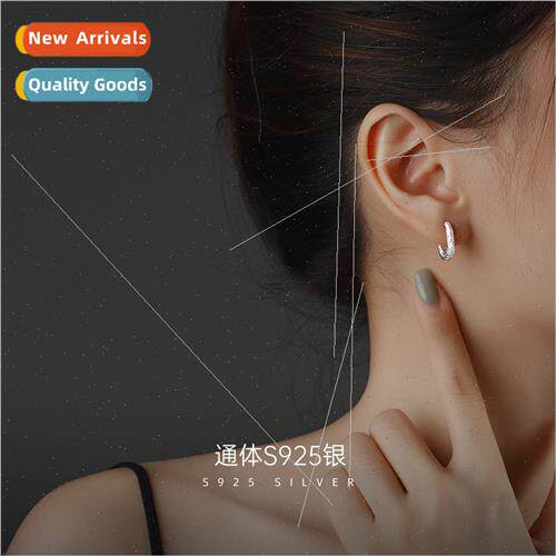 S925 silver earrings female niche irregular lava texture ear