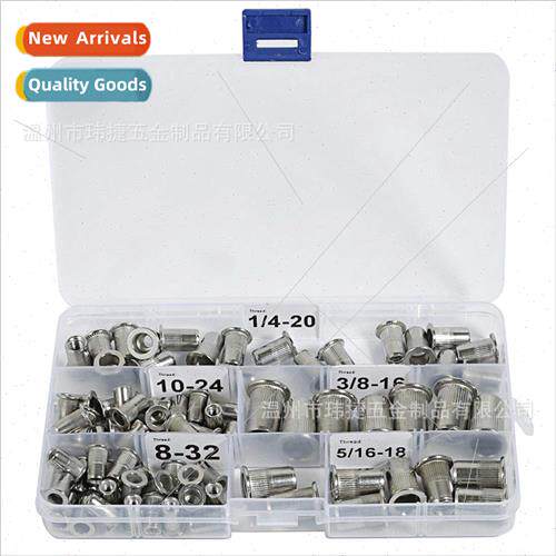 77pcs flat head Stainless inch rivet stripe nut knurled flat
