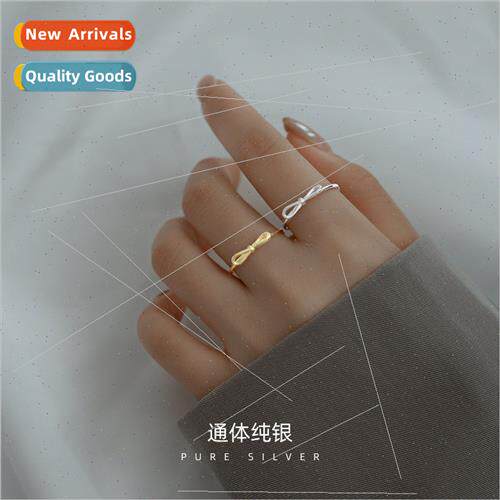 925 silver Korea bow ring female ins niche simple butterfly