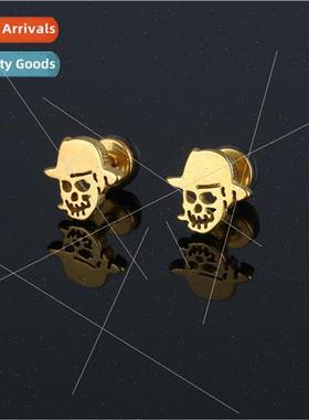 Stainless steel casting earrings Halloween spooky skull jewe