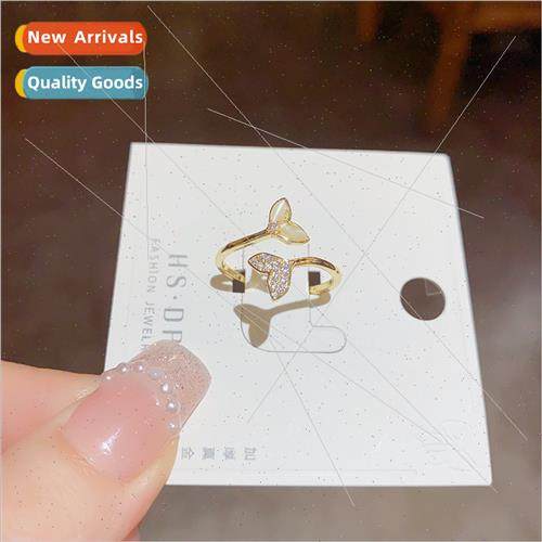 Mori sweet fashion cat eye stone fishtail open ring niche hj