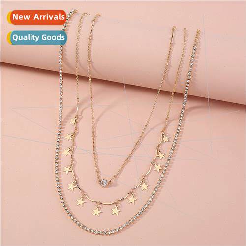 Multi-Layer Necklace Hip Hop Metal Chunky Chain Long Chain B