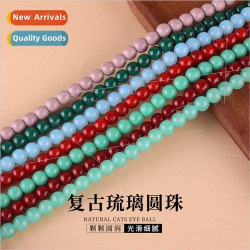 Solid color retro glaze beads handmade DIY bracelet straight