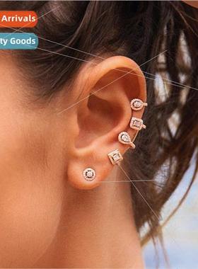 Europe asymmetrical earrings multi s zirconia ear bone earri