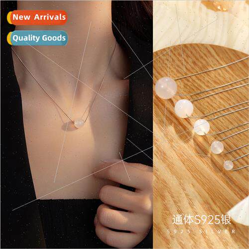 S925 silver clear single whe agate necklace female simple te