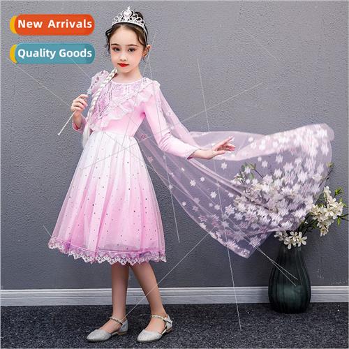 2022 Autumn Frozen Elsa Princess dress girls long-sleeved dr