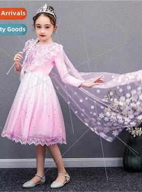 2022 Autumn Frozen Elsa Princess dress girls long-sleeved dr