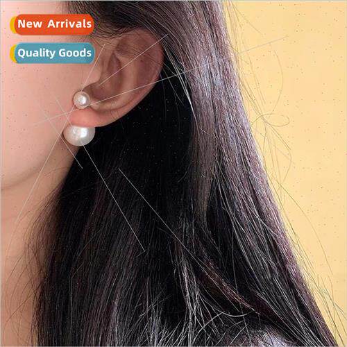 S925 silver pin double head pearl earrings large pearl earri