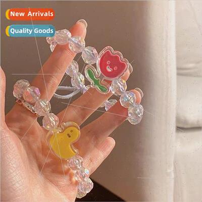 Cute cool tulip beaded bracelet girls ins niche 2023 new str