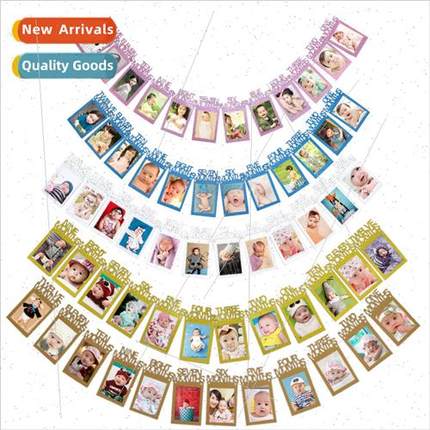Baby birthday party photo wall decoration diy photo pull fla