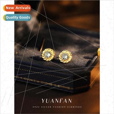 925 silver Braided Twist Earrings Women ins Europe Vintage Z