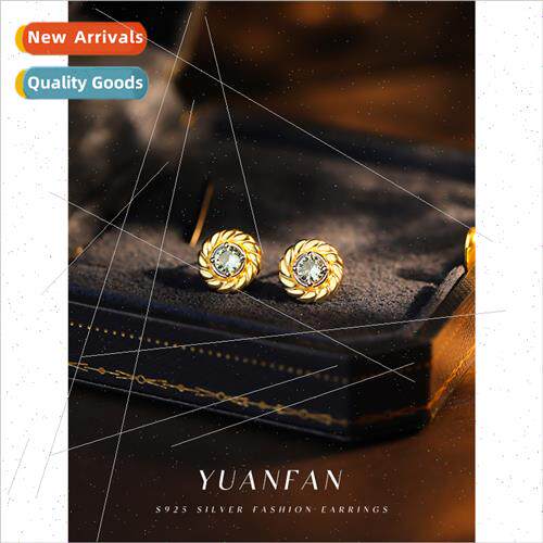 925 silver Braided Twist Earrings Women ins Europe Vintage Z