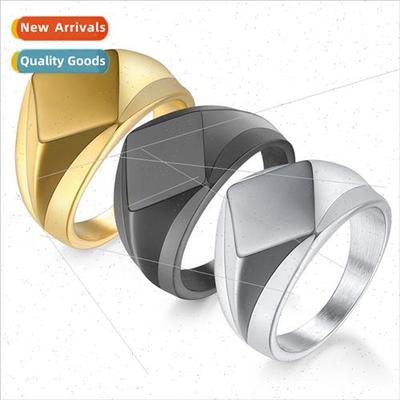 Europe Set Hipster Prismatic Stainless 304 Ring  Fashion Tan