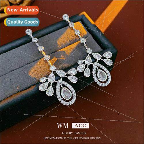 lver needle zirconia water drop tassel earrings Korea exquis