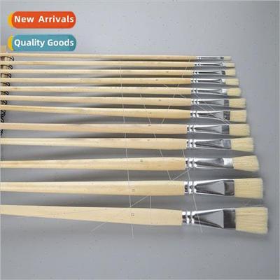 Oil Brush ngle Pig Bristle Long Wooden Stick Oil Brush HPain
