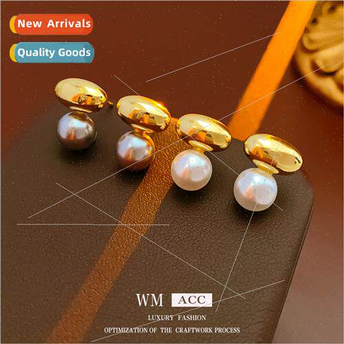 silver needle oval pearl earrings Korea fashion earrings sim