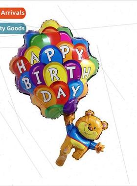 Hot air balloon bear parachute aluminum film balloon birthda