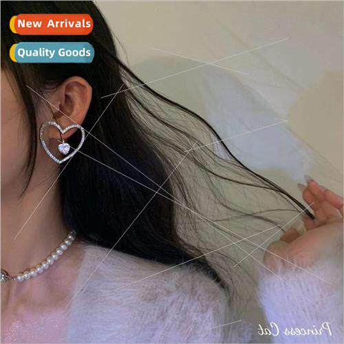 French Romantic Hundreds Super Shiny Love Heart Earrings Pea