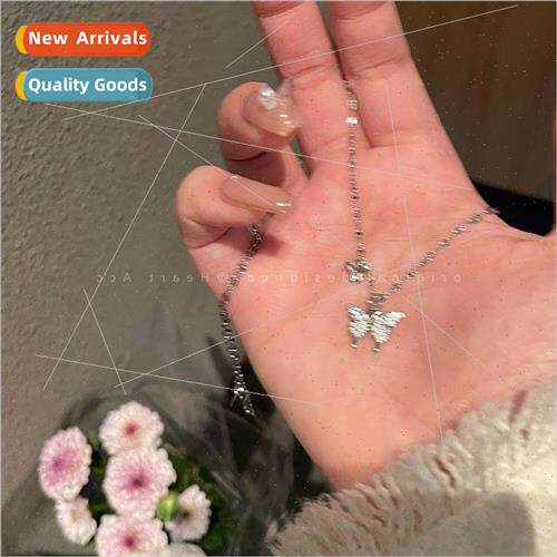 Korea zirconia butterfly necklace female summer sense simple