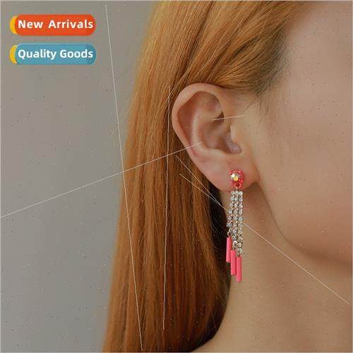 Color lacquer tassel diamond earrings female spring summer n