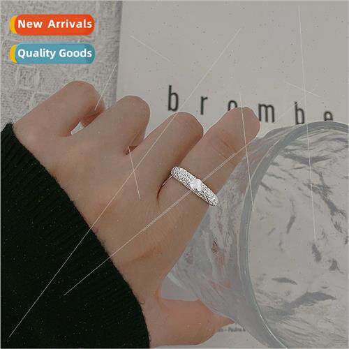 Minimalist Textured Heart Ring INS Fashion Cool Love Tin Ope