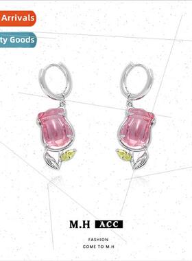 Spring summer new rose Mori earrings niche fresh sweet girl