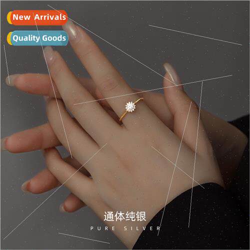 925 silver flower ring ins Korea simple niche finger ring co