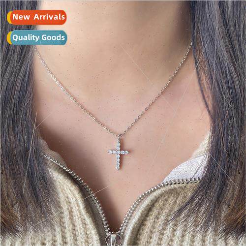 New zirconia cross sweater necklace women sweater chain coll