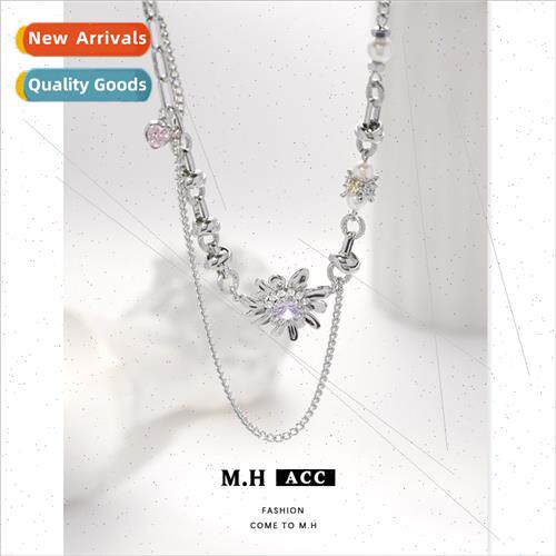 Flower pearl necklace women ins collarbone chain hundred mat