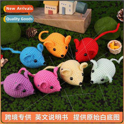Handmade diy wool knting cute colorful mice 7pcs combination