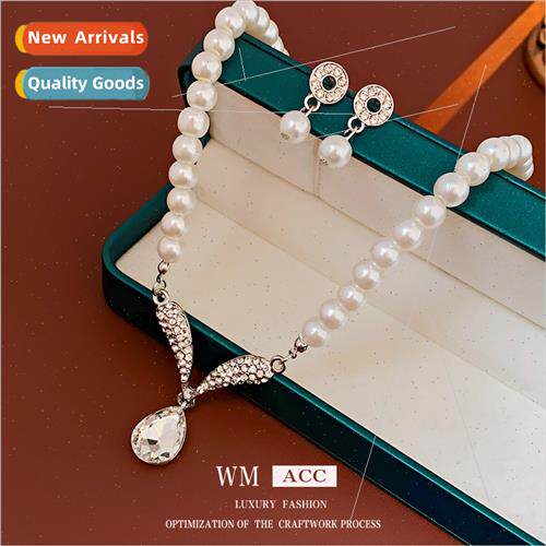 Koreadiamond V-shaped water drop pearl necklace autumn winte