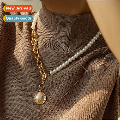 Alien pearl splicing necklace female heart-shaped pendant ne