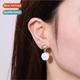 zirconium freshwater mother silver pearl plated earr gold