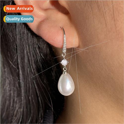 Long water drop pearl earrings female 2023 new tide fashion