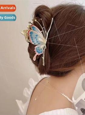 Painted Butterfly Grab Clip Elegant Versatile Back Head Shar